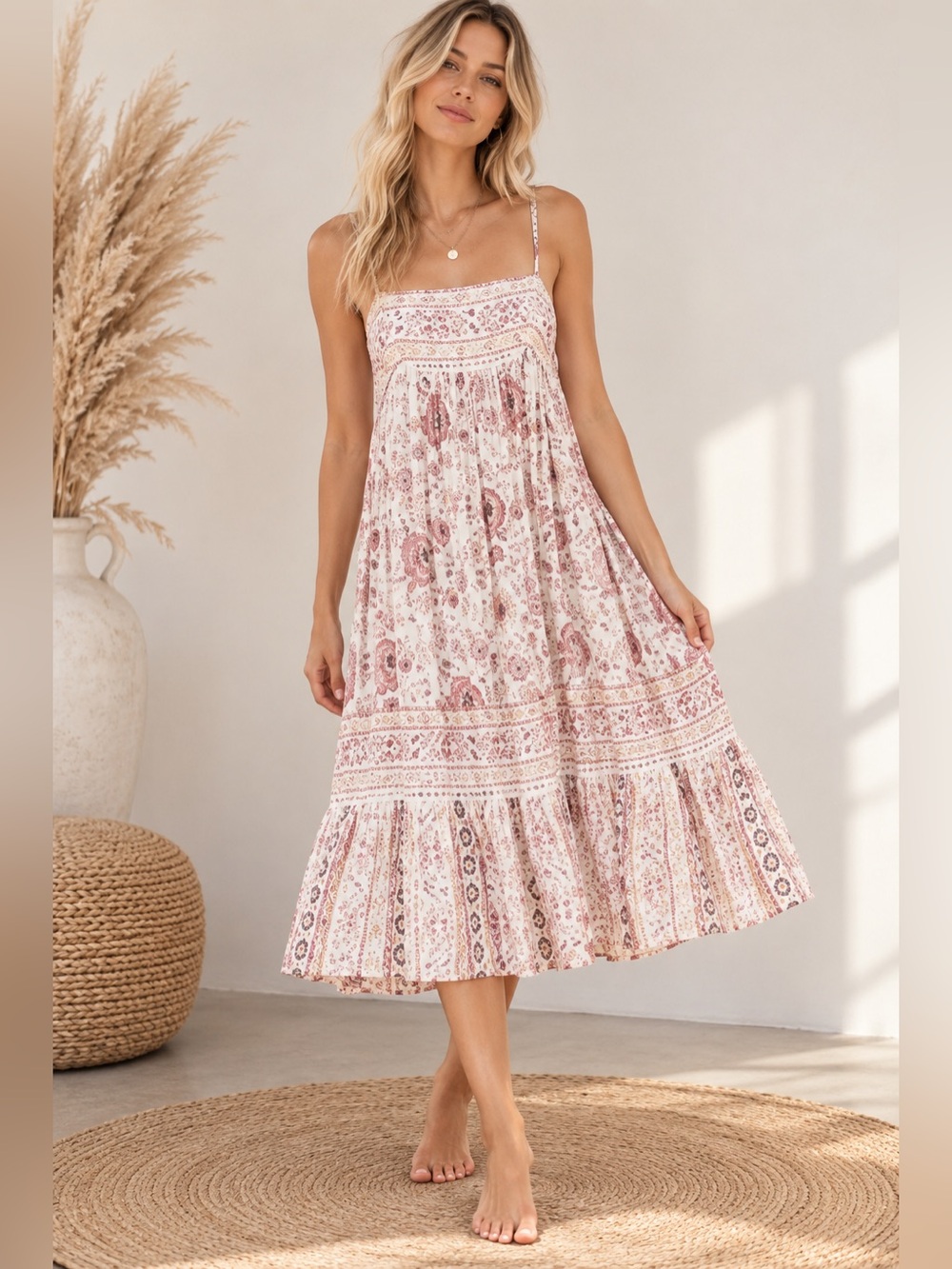 Spell Zara Midi Dress in Rosewater size M NWT